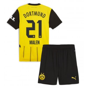 Borussia Dortmund Donyell Malen #21 Dětské Domácí dres komplet 2024-25 Krátký Rukáv (+ trenýrky)